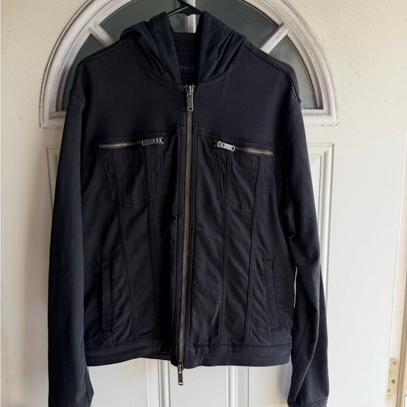 John Varvatos Black Hooded Jacket